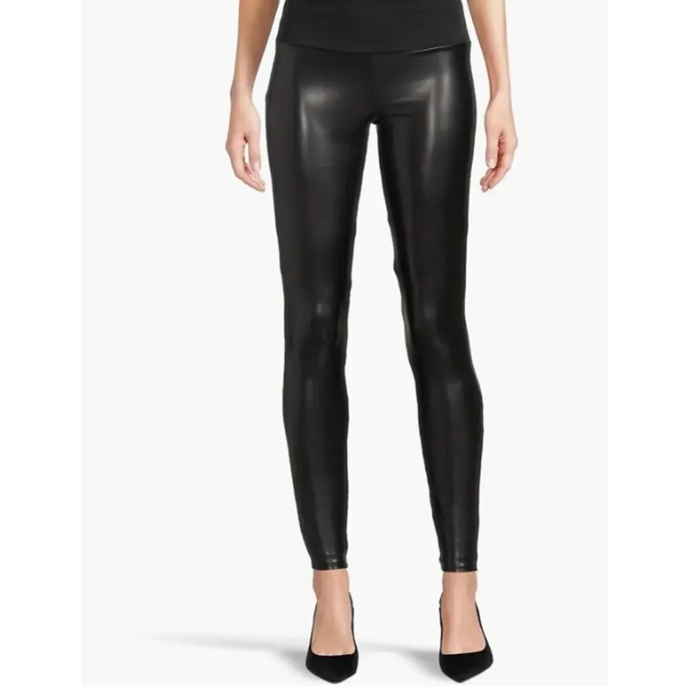 Red Hot by Spanx Very Black Faux Leather Leggings NEW Womens Medium Tight Party